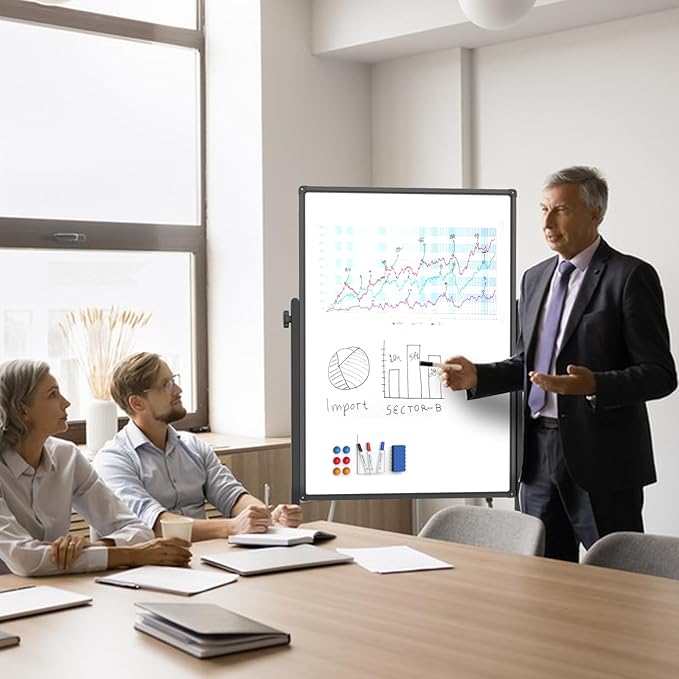 Double-Sided Corkboard Whiteboard, 32 x 48 Inches Dry Erase Board on Wheels - Image 5