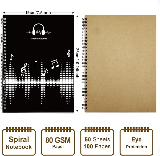 MAXCURY Blank Sheet Music Composition Manuscript Staff Paper Art Music Notebook - Image 2