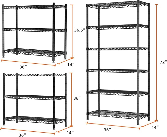 SINGAYE 6 Tier Shelf Organizer Storage Metal Shelves Garage Wire Shelving Unit - Image 3