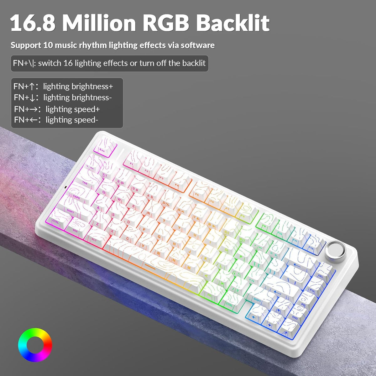 AULA F75 Pro Wireless Mechanical Keyboard with Knob,75% Hot Swappable Custom ...