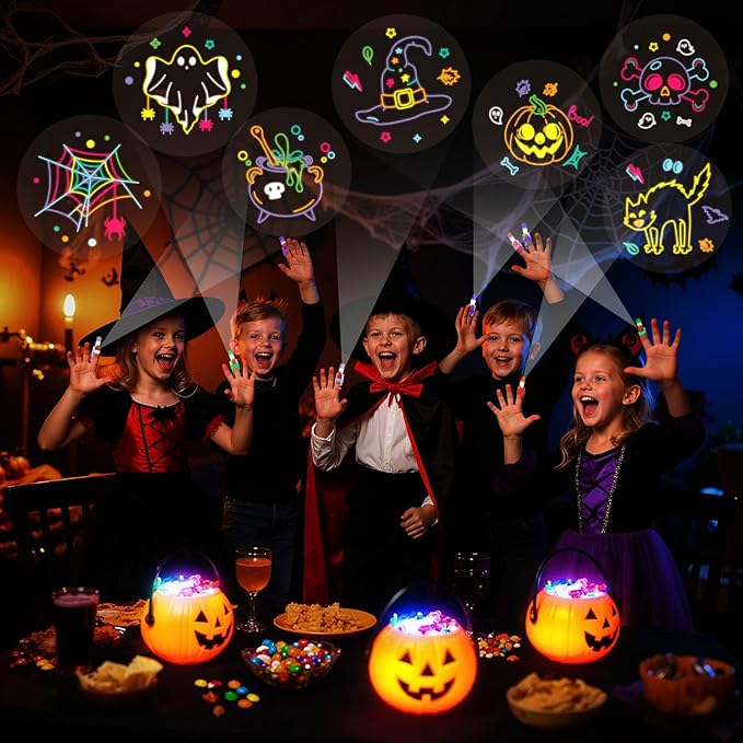 LovesTown 24PCS Halloween Party Favors Flashlights, LED Light up Finger Lights - Image 2
