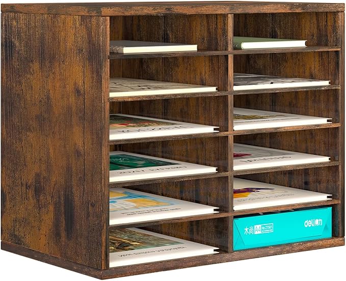 PAG Countertop Mail Sorter Organizer, Wooden Literature Organizer, Student by PAG