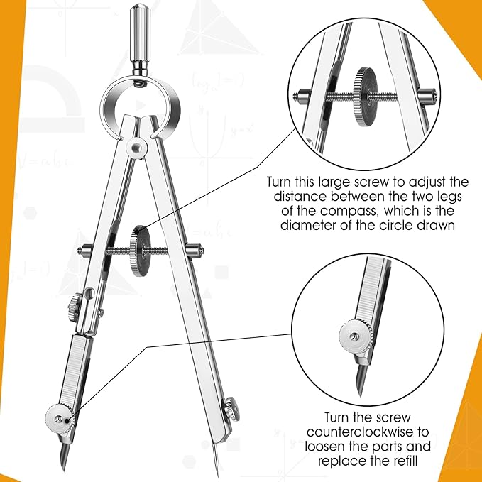 Zonon 12 Pcs Compass for Geometry Compass Bulk for Classroom Math Students - Image 3