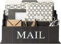 BLU MONACO Espresso Brown Wooden Mail Organizer | 3-Tier Rustic Desktop Mail by Blu_Monaco