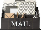 BLU MONACO Espresso Brown Wooden Mail Organizer | 3-Tier Rustic Desktop Mail by Blu_Monaco