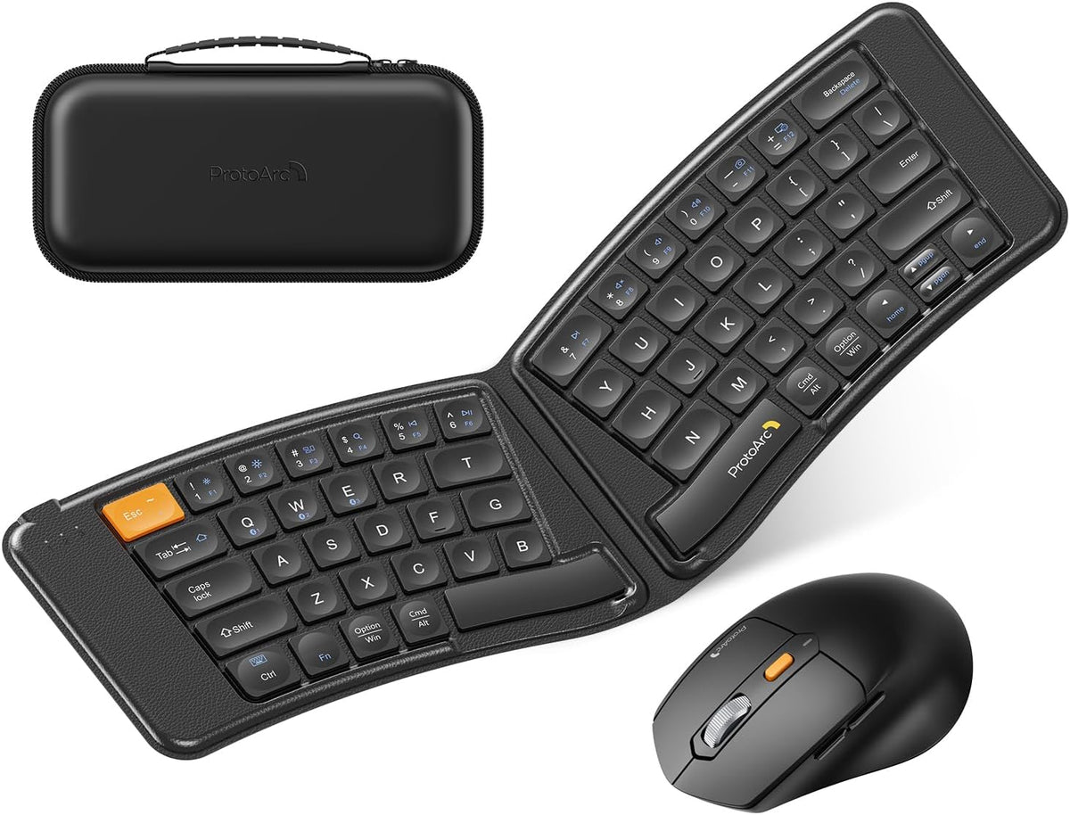 ProtoArc XKM03 Ergonomic Foldable Keyboard Mouse for Business and Travel
