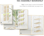 4NM No Assembly Folding Bookshelf Storage Shelves 4 Tiers Vintage Bookcase - Image 7