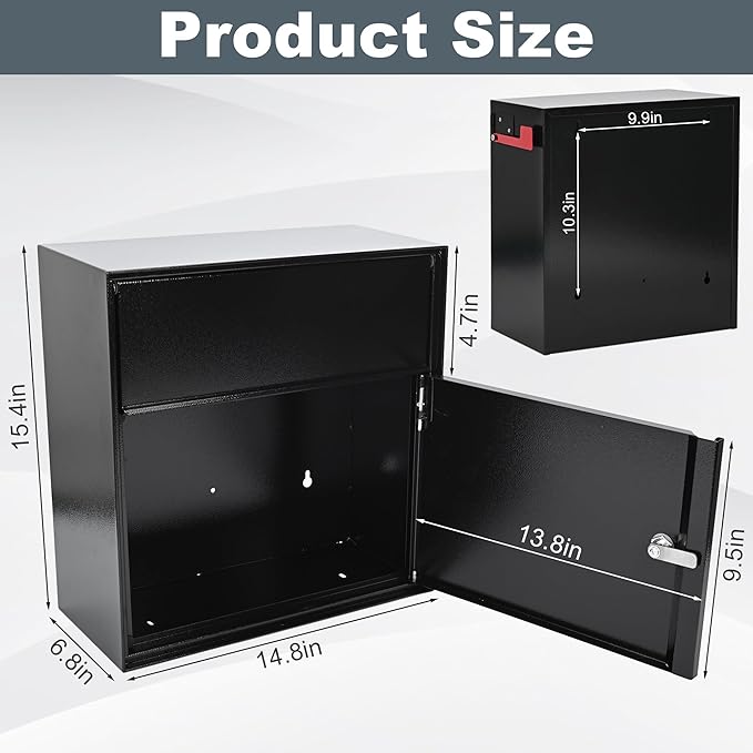 Large Wall Mount Mailbox with Lock and Outgoing Mail Flag - Image 3