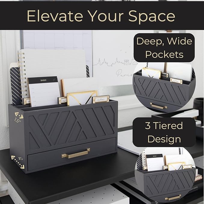 BLU MONACO | Grey Three-Tier Desktop Mail Organizer - Image 3