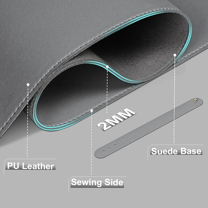 Leather Desk Pad Protector, Desk Mat, Large Mouse Pad, Non-Slip Desk Blotter - Image 2