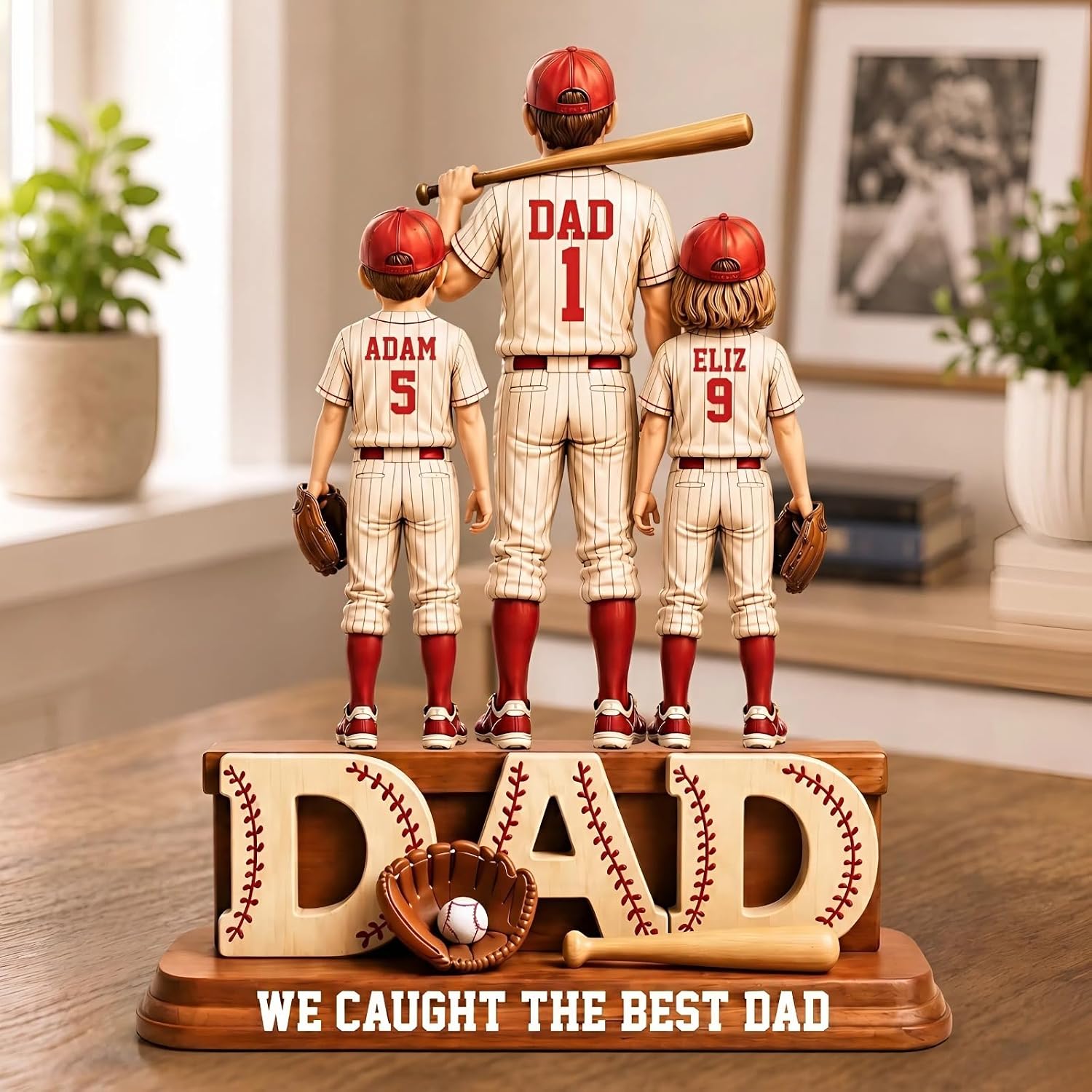 Personalized Baseball Dad Wooden Plaque, We Caught The Best Dad Sign | Custom Birthday Gift from Kids, Baseball Family Name Keepsake, Soft Ball Papa Wood Plaques 2026