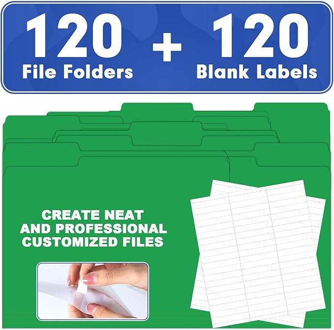 File Folder, HERKKA 120 Pack 1/3 Cut Tab File Folders, File Folders Great - Image 5