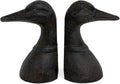 Decorative Distressed Cast Metal Duck Head Bookends - Heavy Duty Book Stopper for Shelves, Cute Novelty Book Holder - Rustic Vintage Home Office Organizer Set of 2