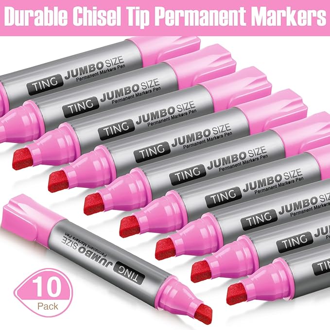 Fuutreo 10 Pack Jumbo Permanent Markers Bulk Large Chisel Tip Permanent Markers - Image 2