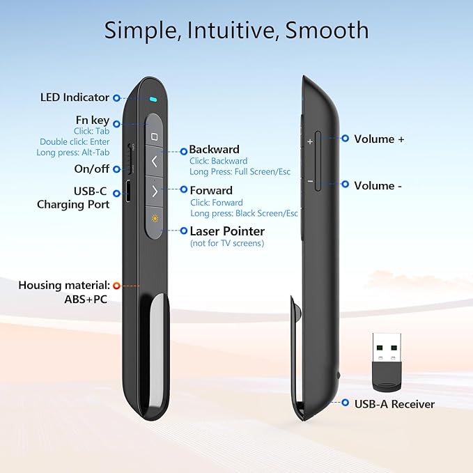 Norwii Rechargeable Bluetooth Presentation Clicker, Wireless Presenter - Image 7
