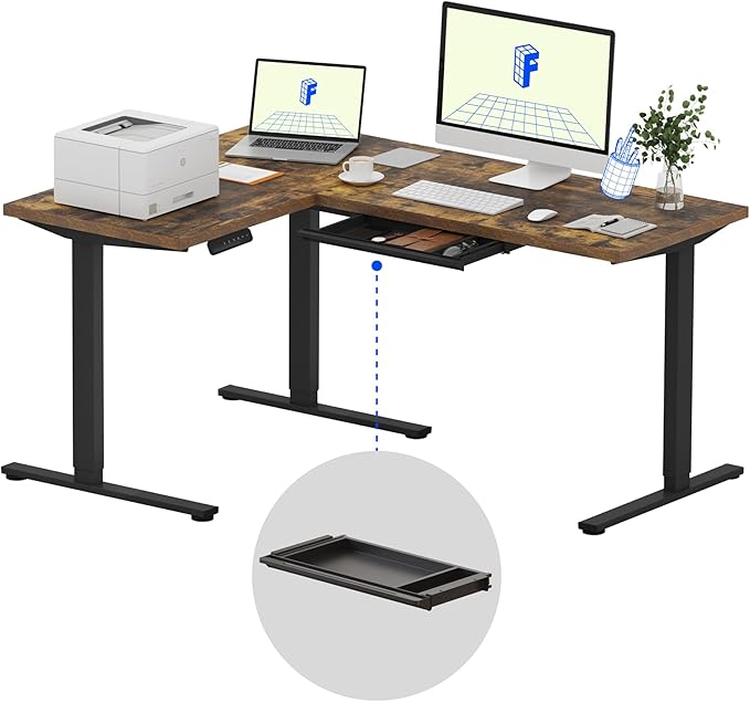 FLEXISPOT L Shaped Standing Desk, 63 x 47 Inch Electric Height Adjustable by FlexiSpot