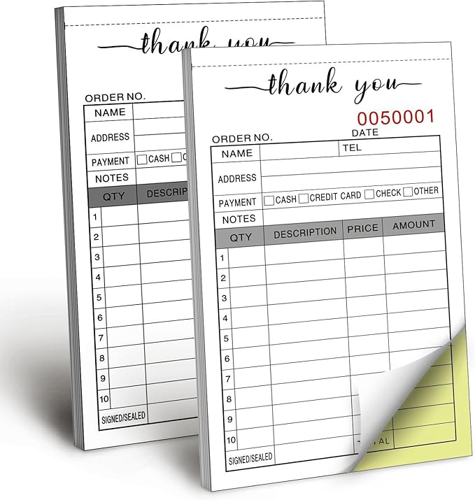 12 Pack Thank You Receipt Book, 3.4x5.5" Handheld 2-Part Carbonless Sales by Homvle