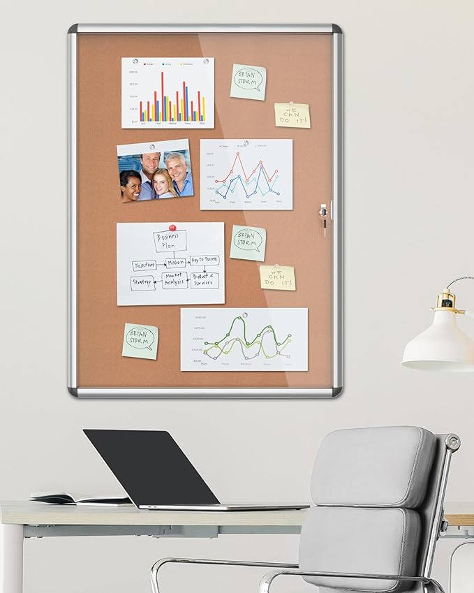 Mifuro 38"x28" Enclosed Bulletin Board, Lockable Weather-Resistant Aluminum - Image 2