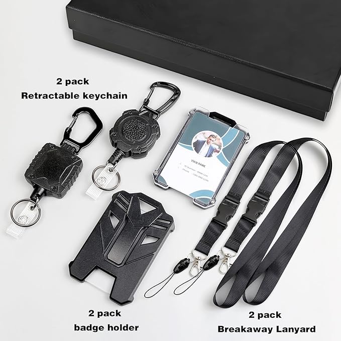AIDSOTOU Badge Holder Retractable Clip Heavy Duty Carabiner Badge Reel Keychain - Image 2