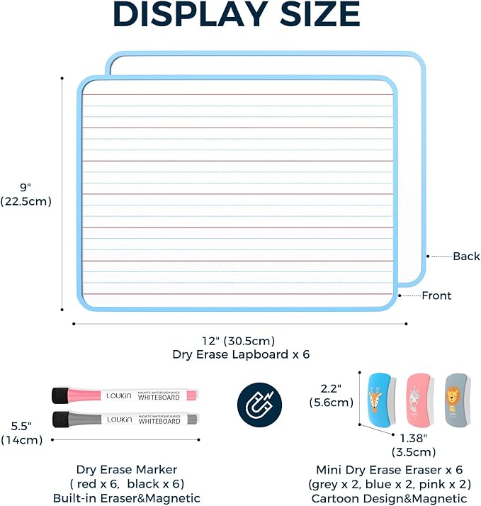 LOUKIN 6 Pack Small Dry Erase Lapboard, 9 x 12 Inch Double Sided, Seamless - Image 2