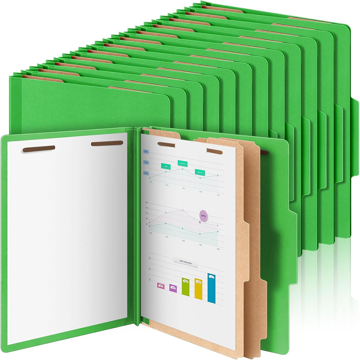 Skyygemm 60 Pcs Classification Folders Letter Size, 2 Divider Pressboard File