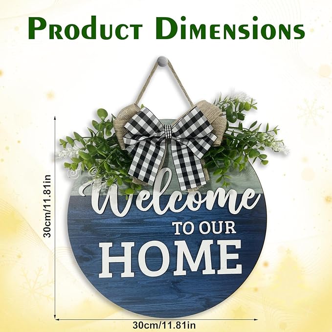 VPDTVK Welcome Sign for Front Door, Rustic Welcome Door Sign Outdoor Wreaths - Image 7