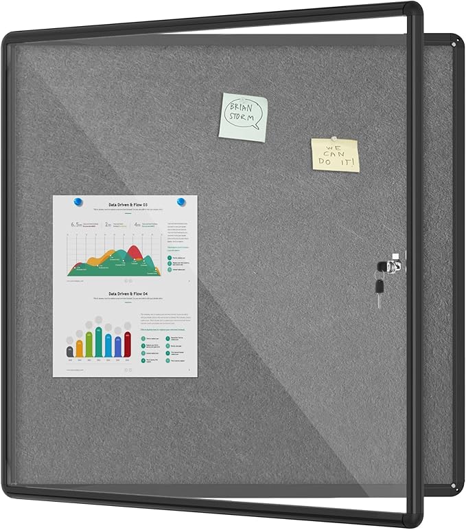Mifuro 38"x38" Enclosed Bulletin Board, Lockable Weather-Resistant Aluminum by MifuroOfficeProduct