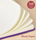 PAIBAS Blank Journal Notebook for Women Men, 160 Pages, A5 Hardcover Sketchbook - Image 4