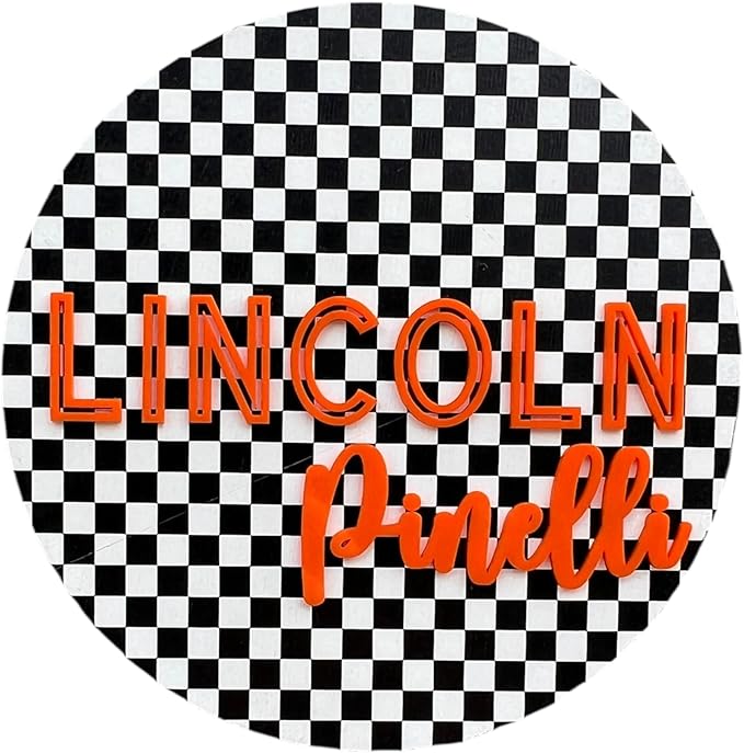 Custom Nursery Name Sign, checker theme nursery sign, boys nursery wall decor by Unknown