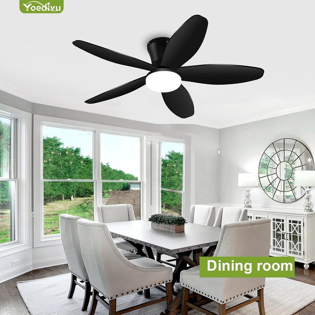 ceiling fans with lights - 42 inch low, front angle view