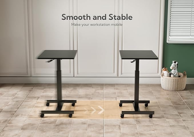 YDN Mobile Mobile Standing Desk, Adjustable Height Portable Laptop Desk - Image 6