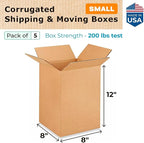 Small Moving & Shipping Boxes 8"L x 8"W x 12"H - Image 2