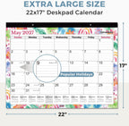 CRANBURY 2026-2027 Desk Calendar 22x17, 18-Month Wall Planner | Large 22x17 monthly calendar with spacious writing blocks keeps schedules, deadlines, and events organized.
