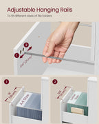 vasagle 2-drawer file cabinet, small rolling filing cabinet, side view