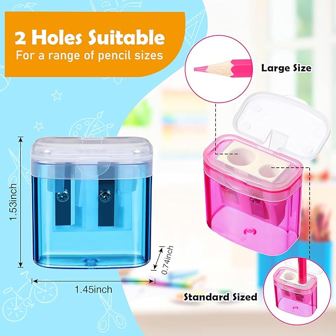 Teling 180 Pcs Manual Pencil Sharpeners Bulk Handheld Dual Holes Pencil - Image 2