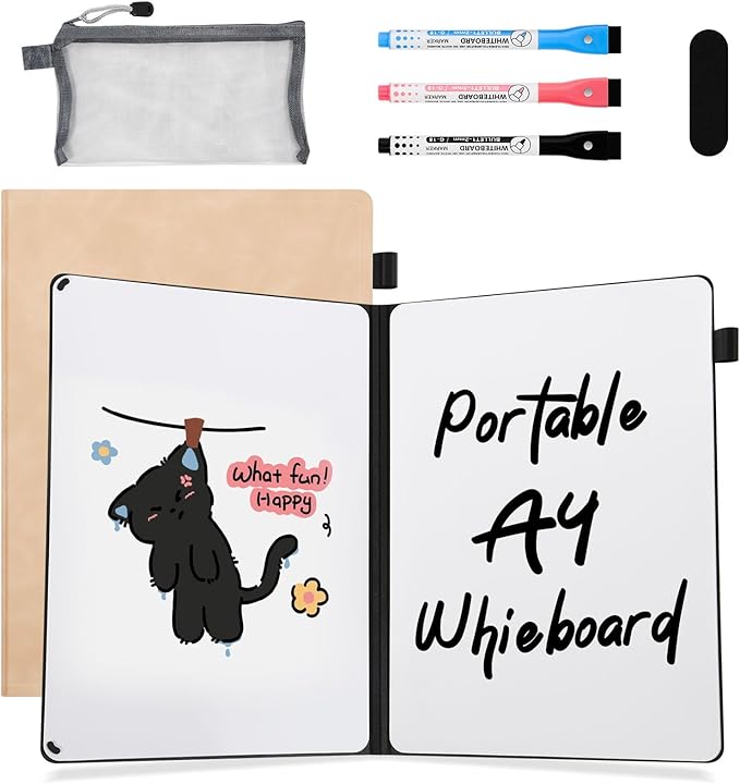 AGM Portable White Board Dry Erase Notebook, Small Travel Dry Erase Board by AGM