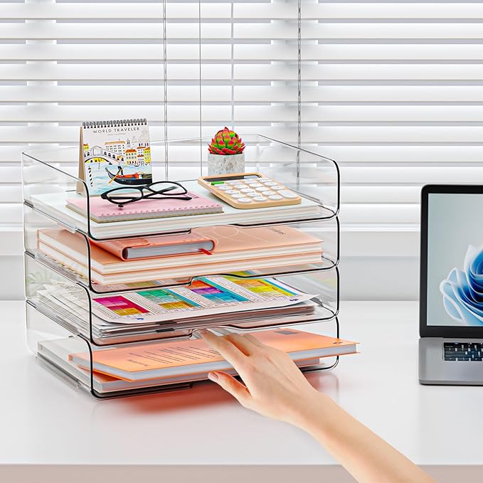 YKLSLH 4 Trays Paper Organizer Letter Tray - Image 8