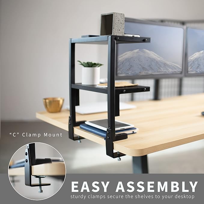 VIVO Clamp-on 13 inch Above or Below Desk 2-Tier Shelving Unit - Image 5