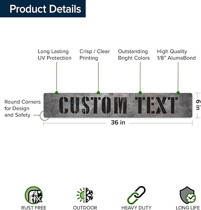 Custom Sign, Custom Street Sign, 11 Font Colors, 13 Font Styles, 4 Hole Options - Image 6