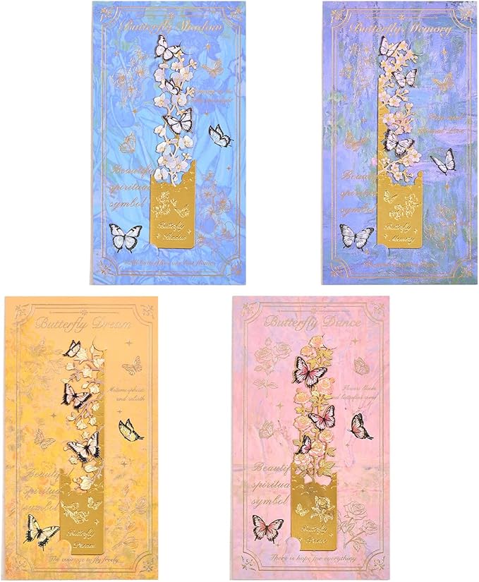 4pcs Metal Bookmarks, Butterfly Flower Theme Pretty Book Marks - Image 2