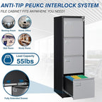 PEUKC 4 Drawer File Cabinet, Vertical Filing Cabinets - Image 6