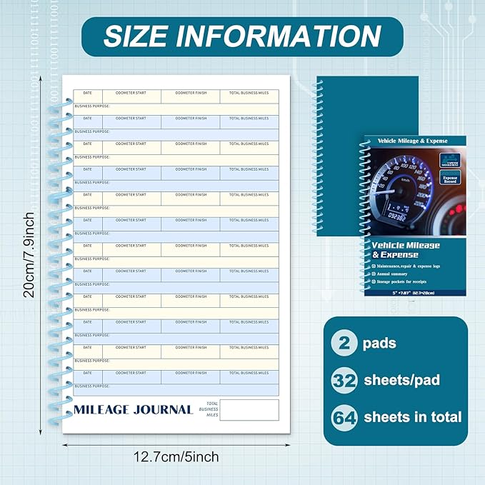 2 Pcs Auto Mileage & Expense Log Book - Image 2