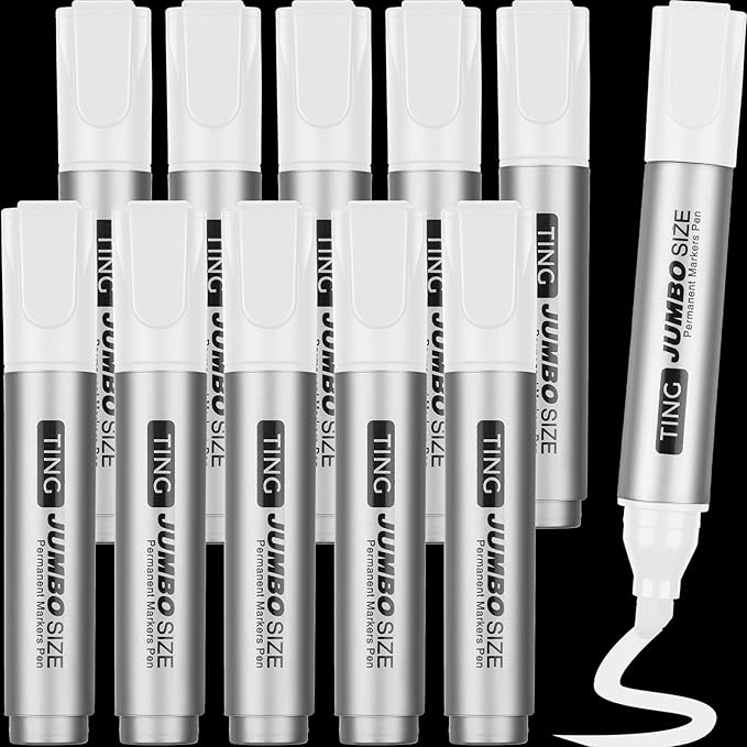 Fuutreo 10 Pack Jumbo Permanent Markers Bulk Large Chisel Tip Permanent Markers by Fuutreo