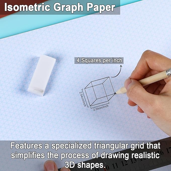 1 Pack 50 Sheets 8.5" x 11" Isometric Graph Paper Pad Landscape - Image 3
