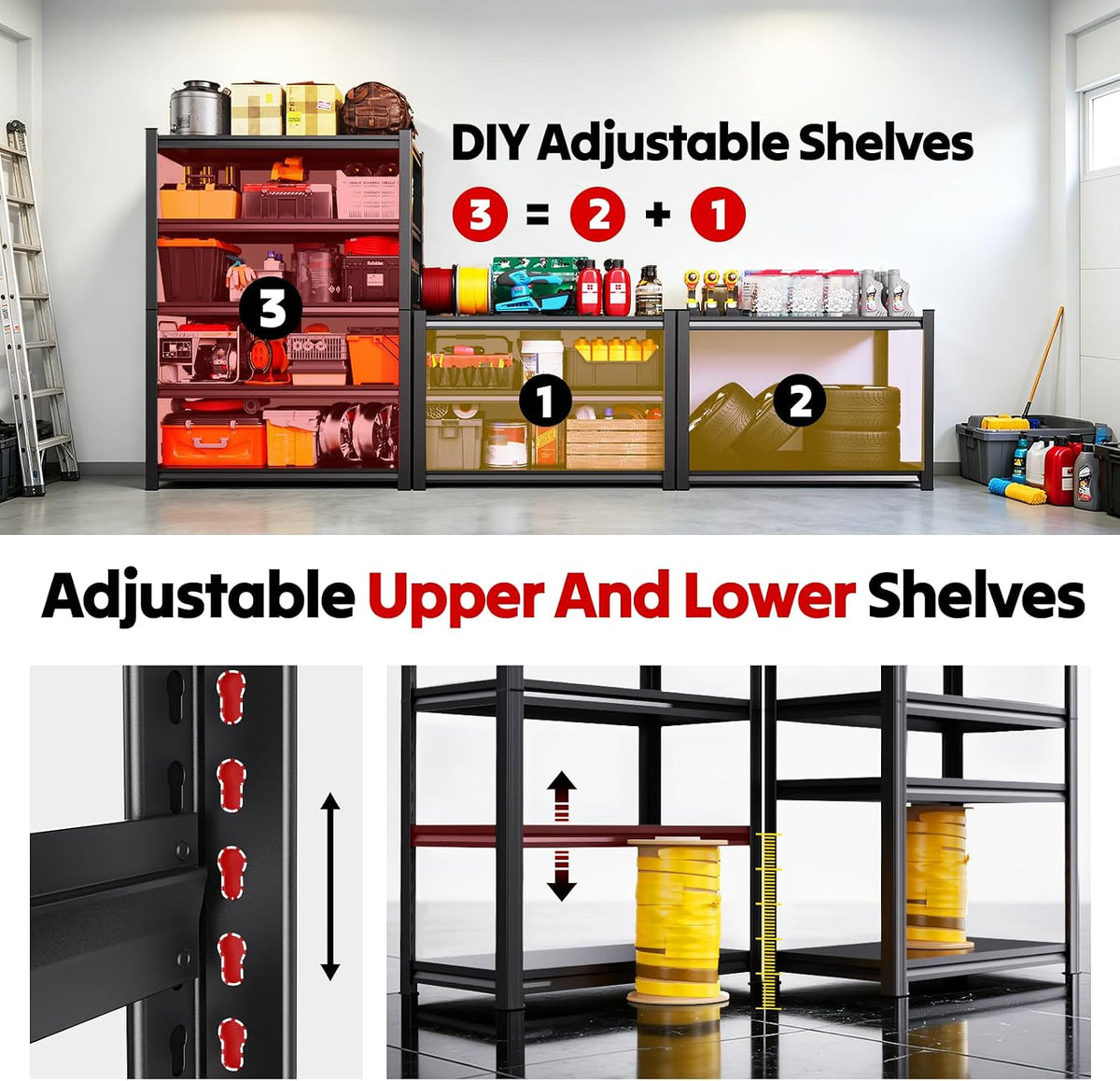 71.2*35.5 storage shelves, garage shelving,adjustable metal shelving unit, close-up detail