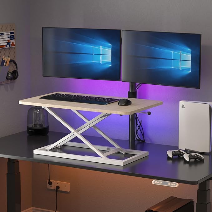 Decoholic Light Wood Small Single 24 inch Scissors Lift Keyboard and Mouse Riser - Image 2