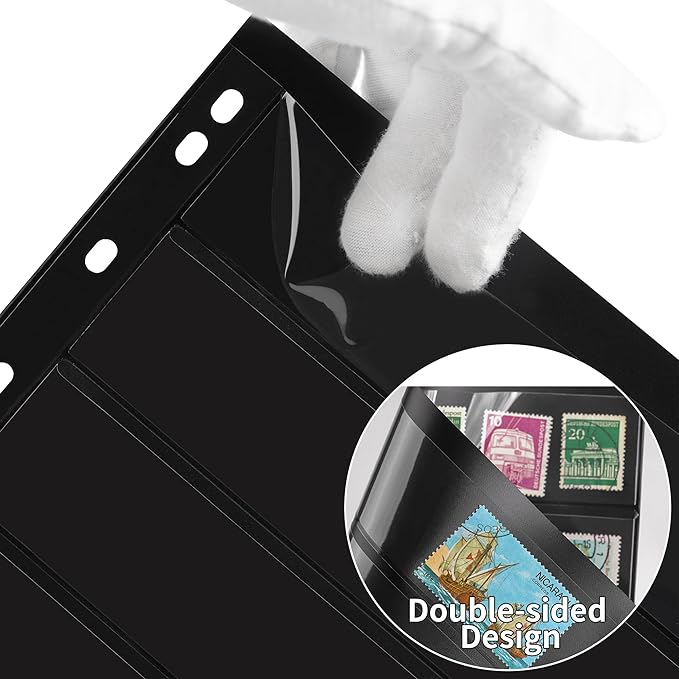 10 Sheets 20 Pages Postage Stamp Album Pages, 7 Pockets 7.7X 1.35in Stamp - Image 5