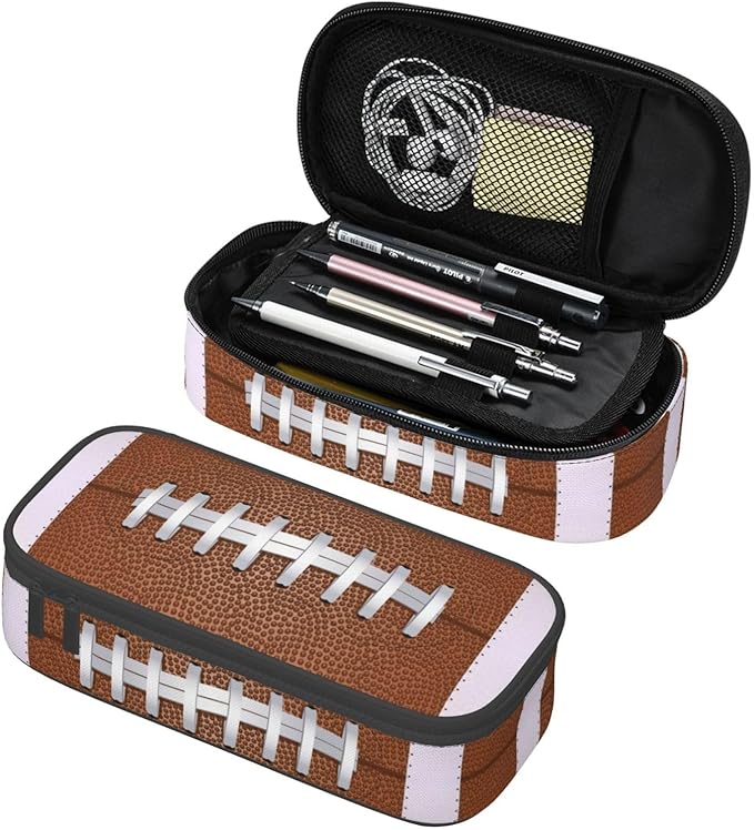 American Football Ball Texture Pencil Case Big Capacity Storage Pencil Pouch by HKHEHOP