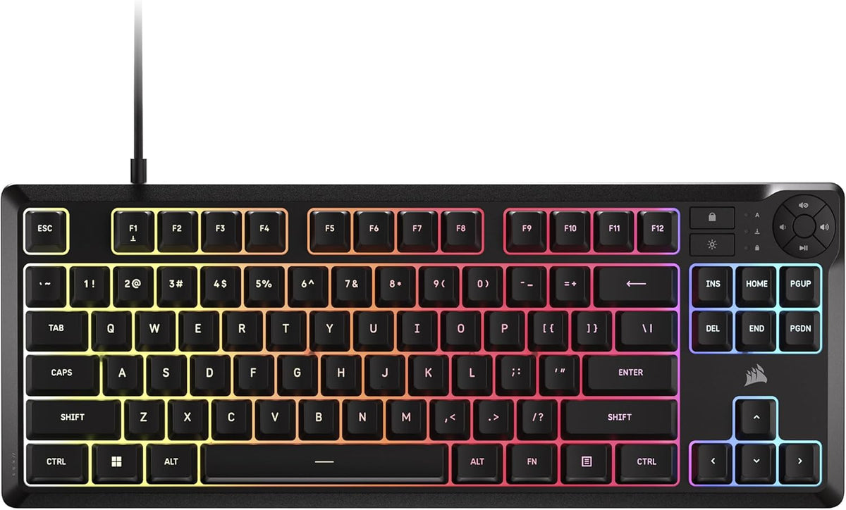 Corsair K55 CORE TKL RGB Gaming Keyboard – Tenkeyless, 8-Zone RGB, Quiet Memb...