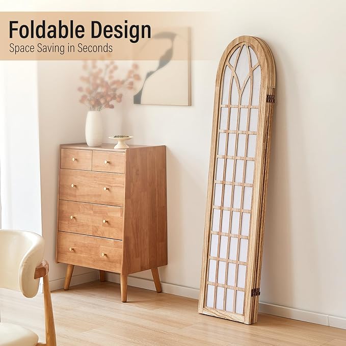 ALeesing Folding Room Divider Privacy Screen Freestanding 4-Panel Shoji Style - Image 6